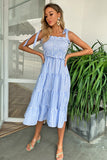 Striped Tie-Shoulder Tiered Dress - felvior