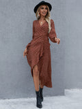 Surplice Neck Ruffled Midi Dress - felvior