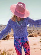 Tassel Boat Neck Knit Cover Up