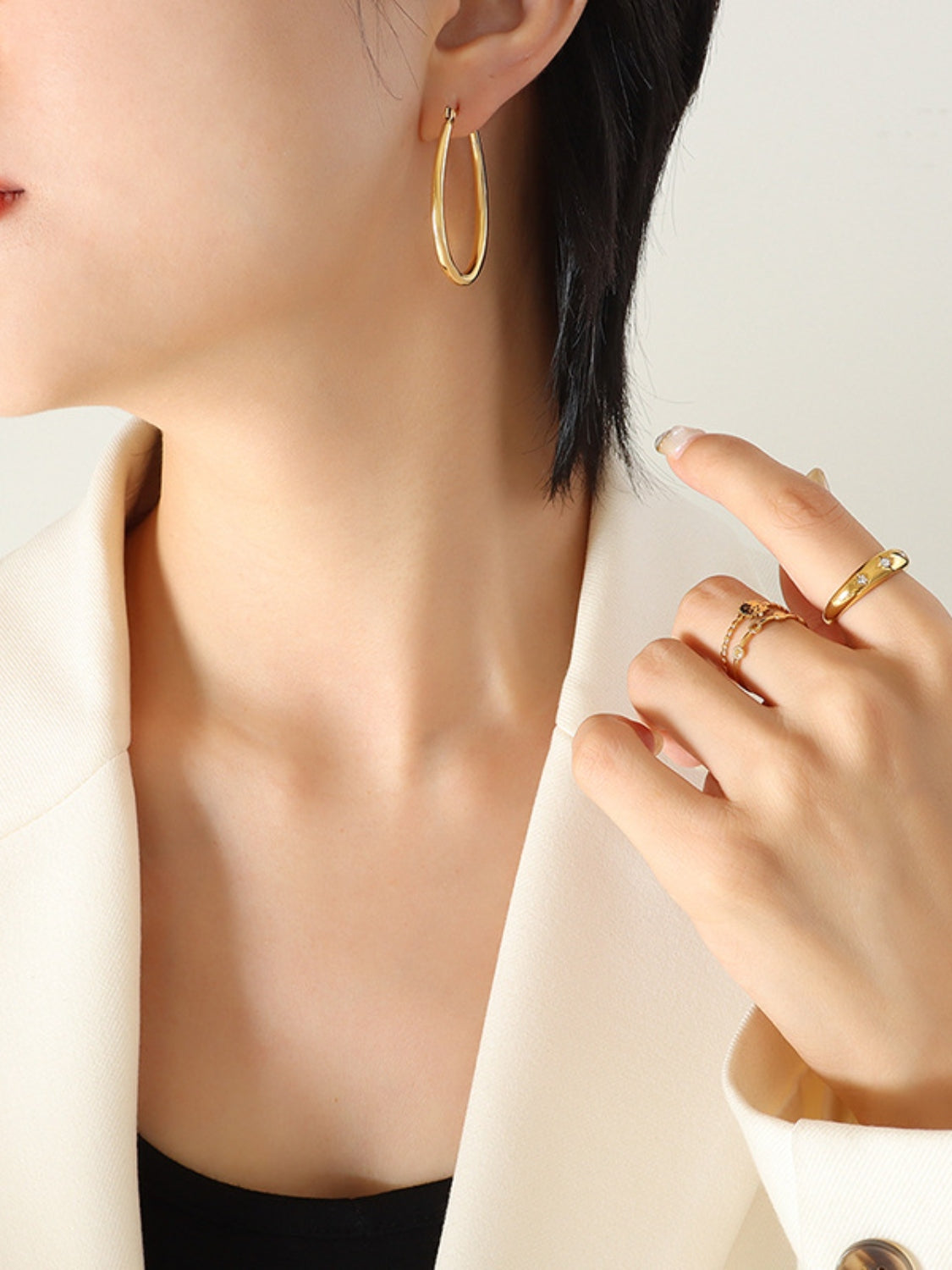 18K Gold-Plated Titanium Steel Earrings - felvior