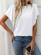 Round Neck Flutter Sleeve T-Shirt