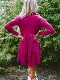 Collared Neck Buttoned Mini Dress - felvior