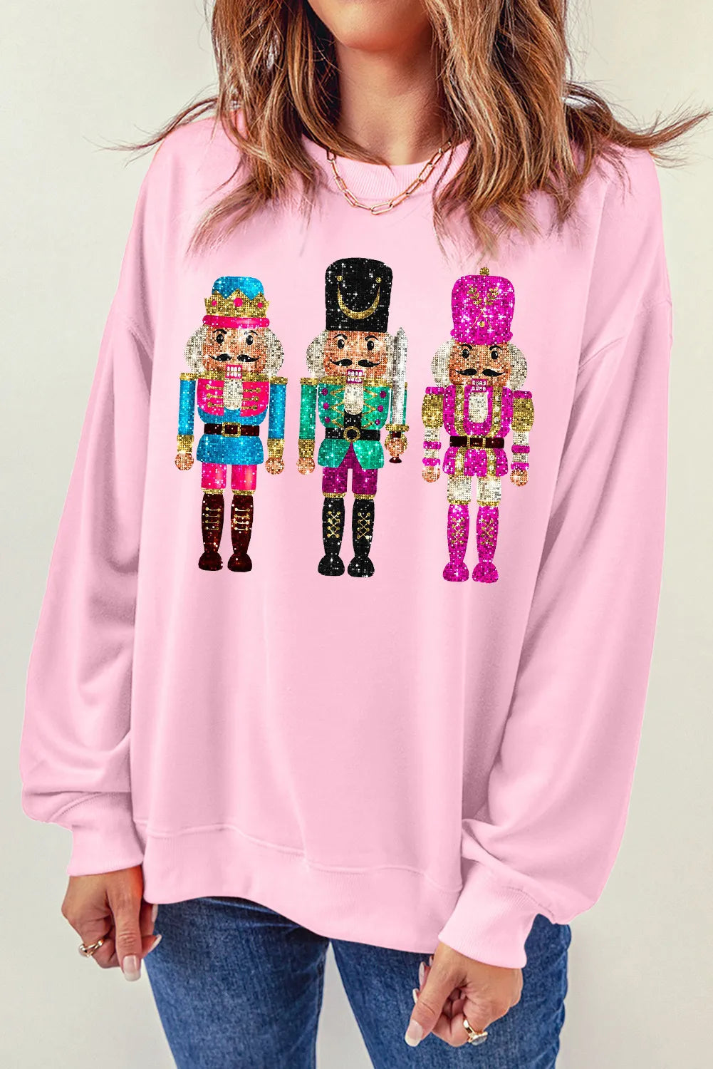 Nutcracker Graphic Round Neck Long Sleeve Sweatshirt - felvior