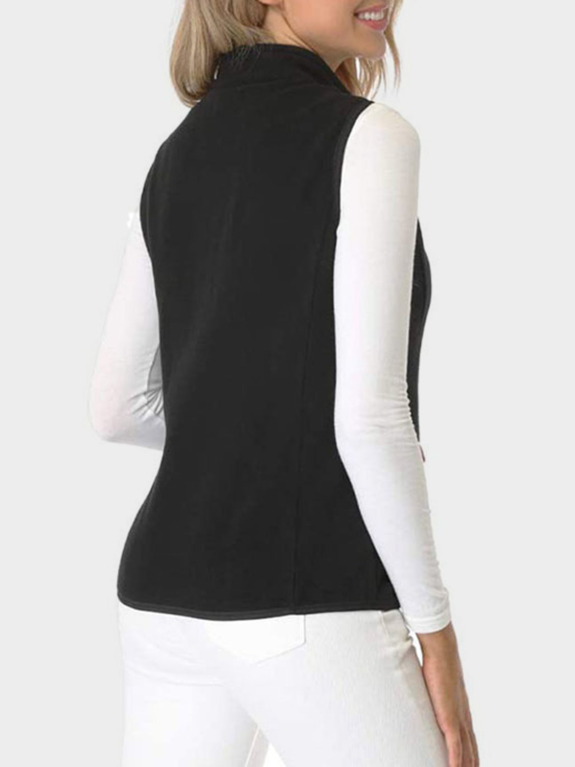 Zip Up Turtleneck Vest with Pockets - felvior