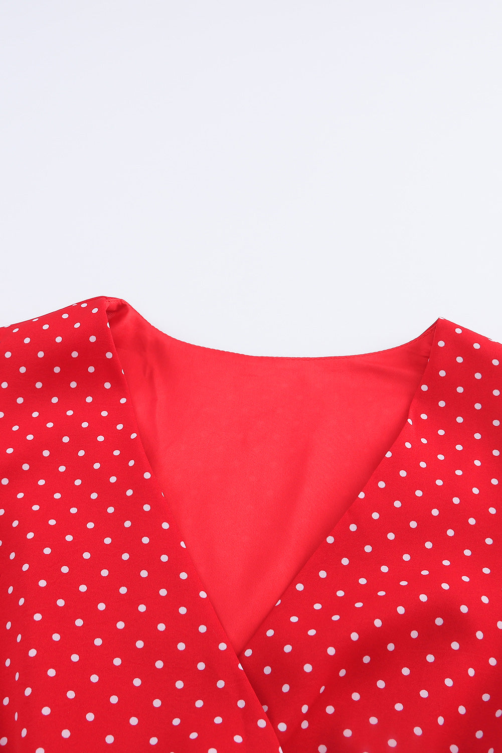 Polka Dot Surplice Neck Tie Waist Dress - felvior