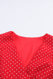 Polka Dot Surplice Neck Tie Waist Dress - felvior