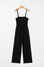 Smocked Spaghetti Straps Wide Leg Jumpsuit
