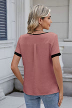 Cutout Round Neck Short Sleeve Top