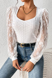 Eyelet Lace Long Sleeve Bodysuit - felvior