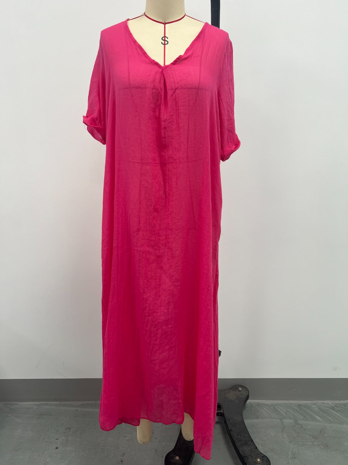 Full Size V-Neck Short Sleeve Midi Dress Plus Size