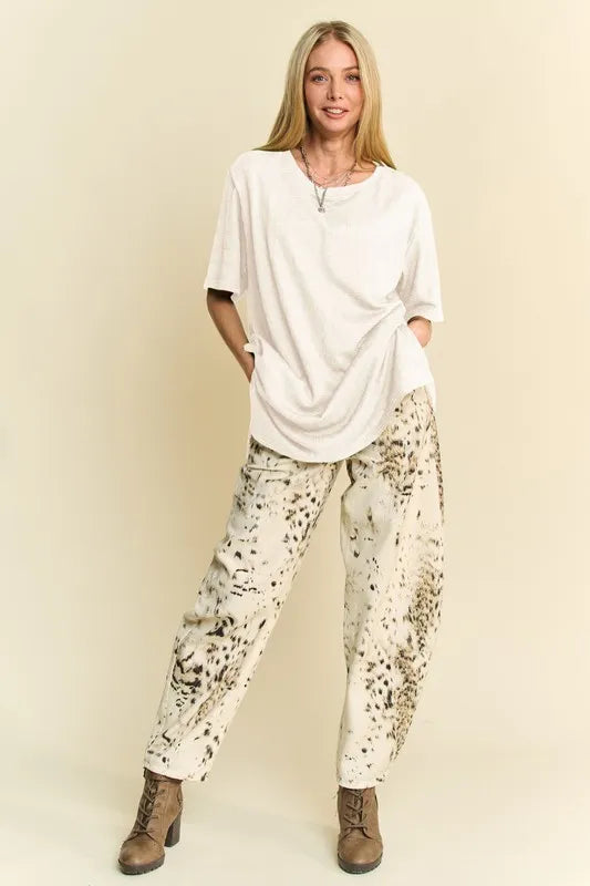 Davi & Dani Short Sleeve Side Slit T-Shirt with Pockets