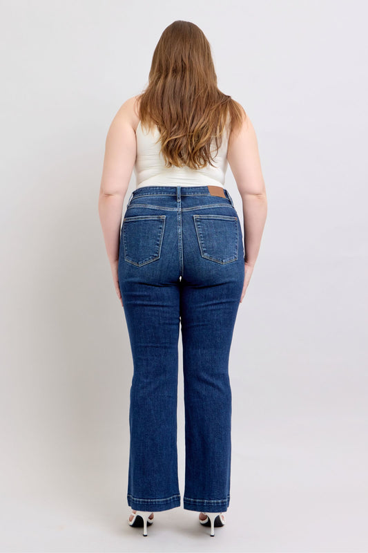 Judy Blue Full Size High Rise Flare Jeans with Pockets Plus Size - felvior