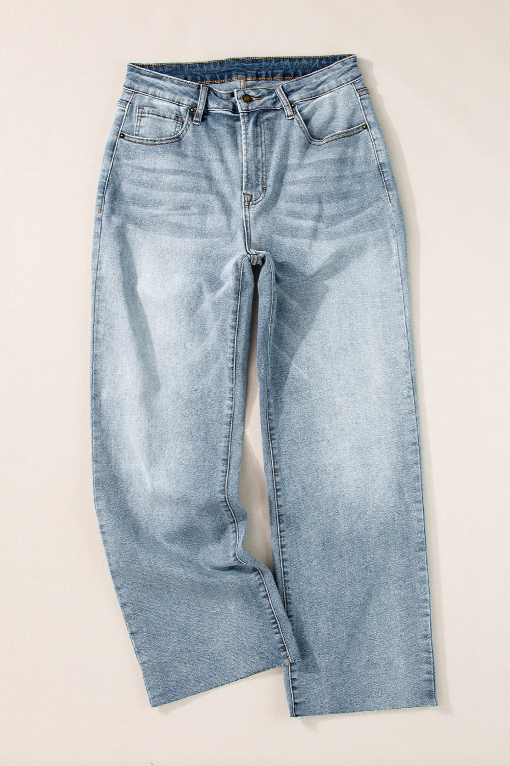 High Waist Straight Jeans with Pockets - felvior