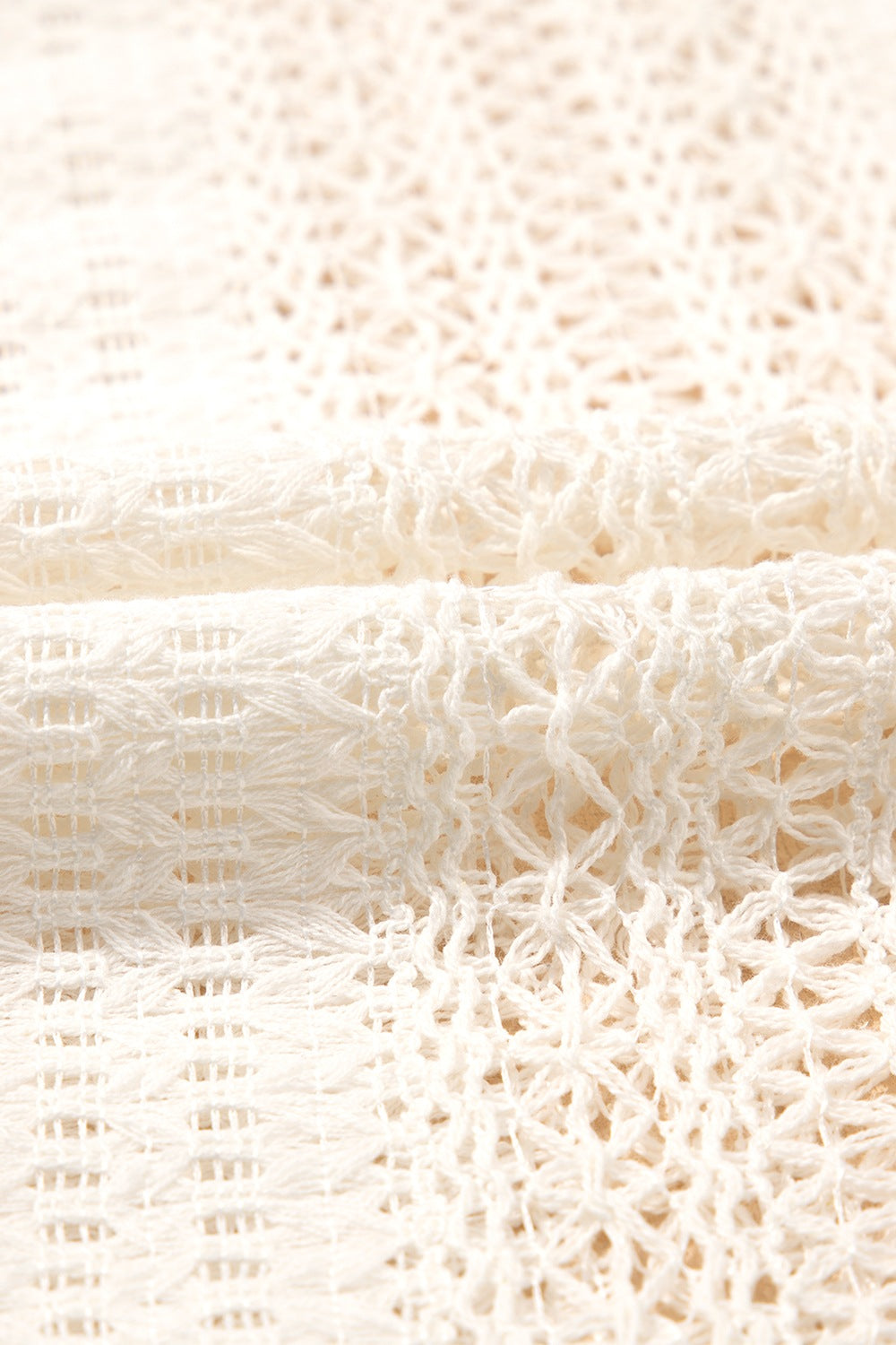 Lace Crochet Collared Neck Oversized Shirt - felvior