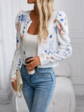 Printed Zip Up Long Sleeve Jacket - felvior