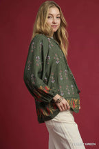 Umgee Floral Boho Peasant Blouse