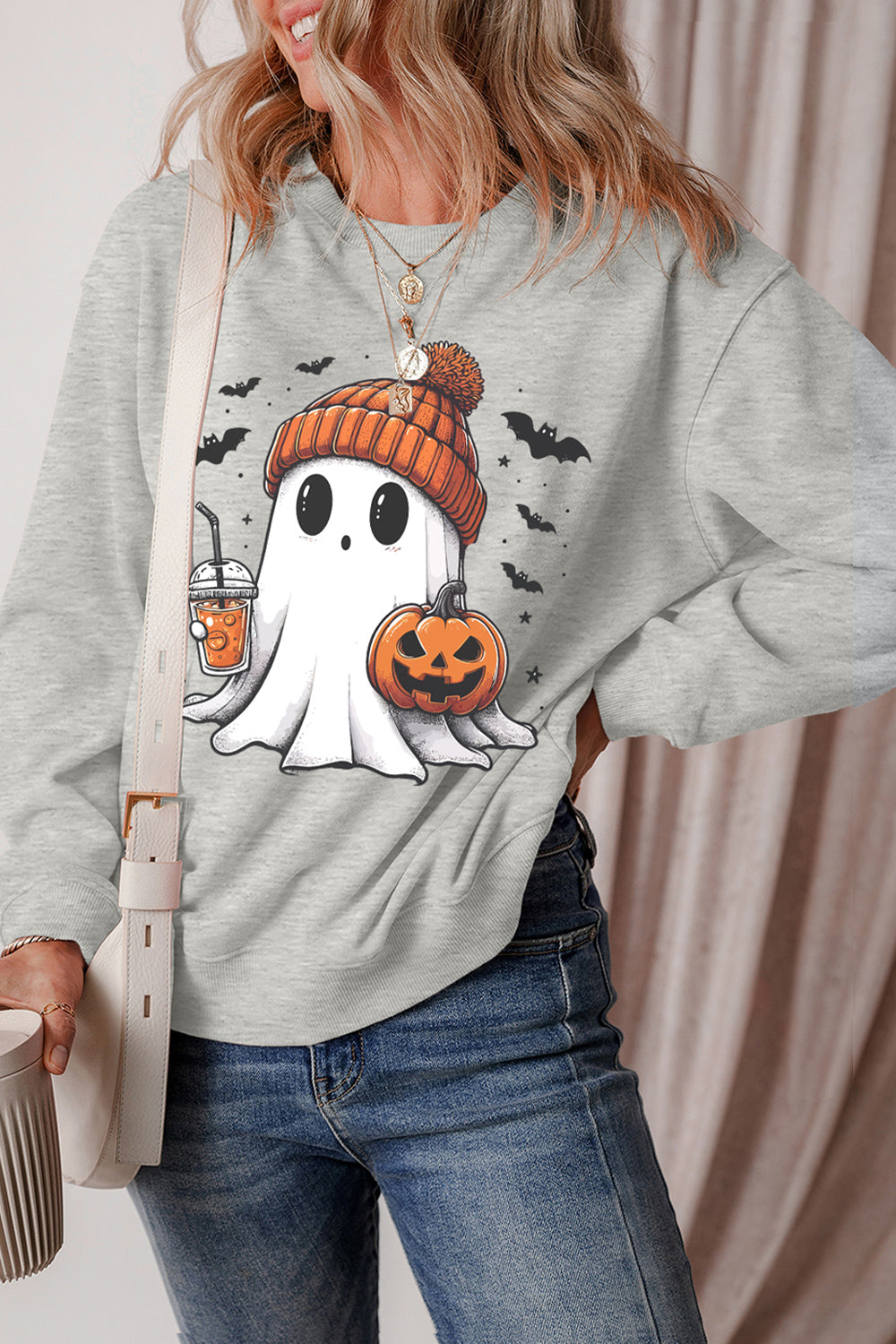 Ghost Langarm-Sweatshirt mit Rundhalsausschnitt Zweitbild