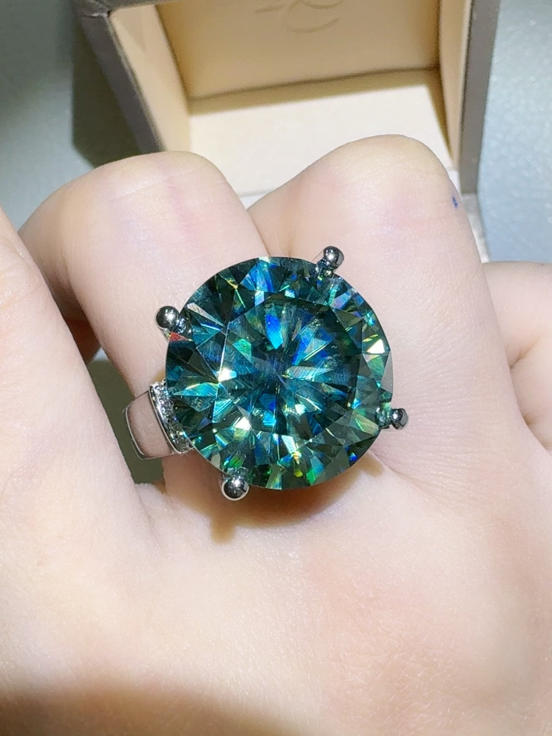 20 Karat Moissanit 925 Sterling Silber Ring Zweitbild