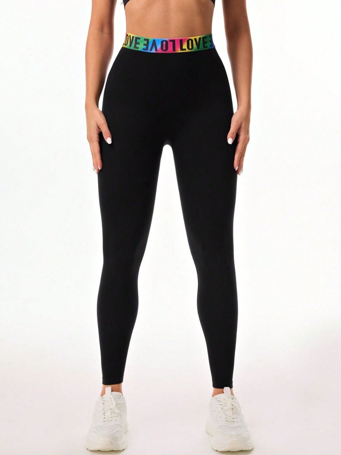 Letter Printed High Waist Active Leggings - felvior