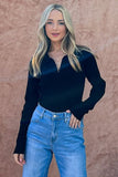 And The Why Full Size Johnny Collar Long Sleeve Ribbed Bodysuit - felvior