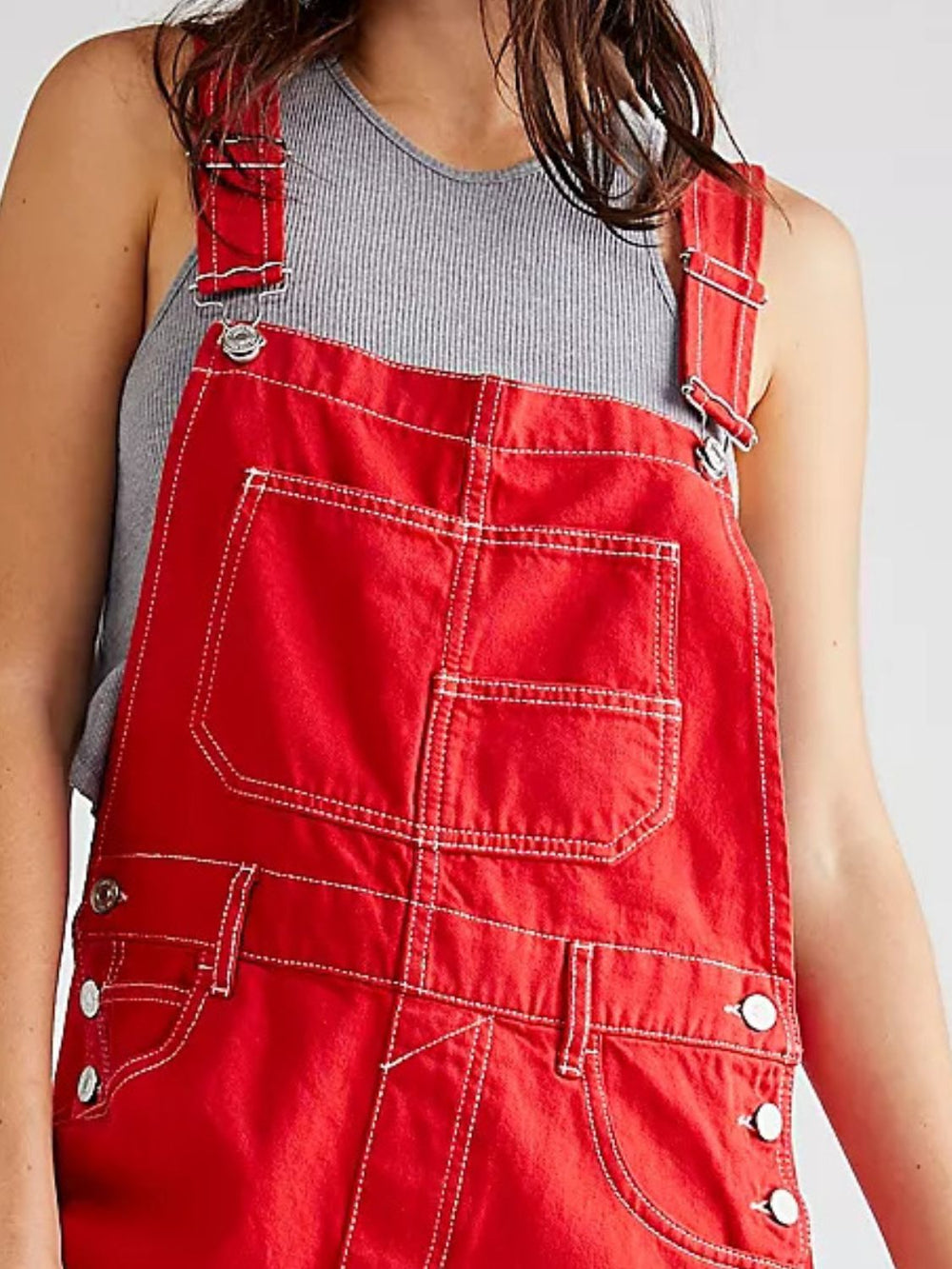 Wide Strap Square Neck Denim Overalls