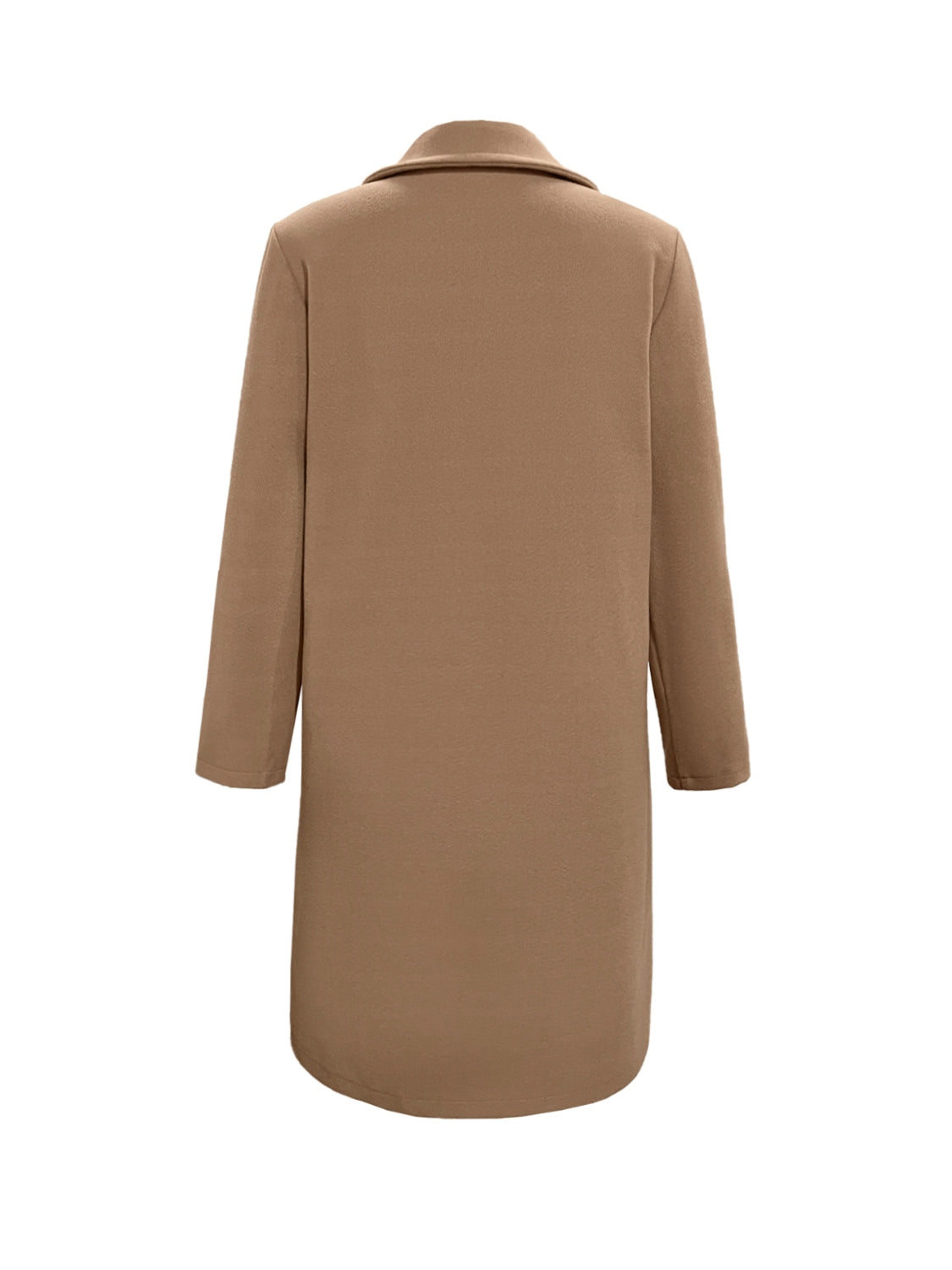 Collared Neck Button Up Long Sleeve Coat - felvior
