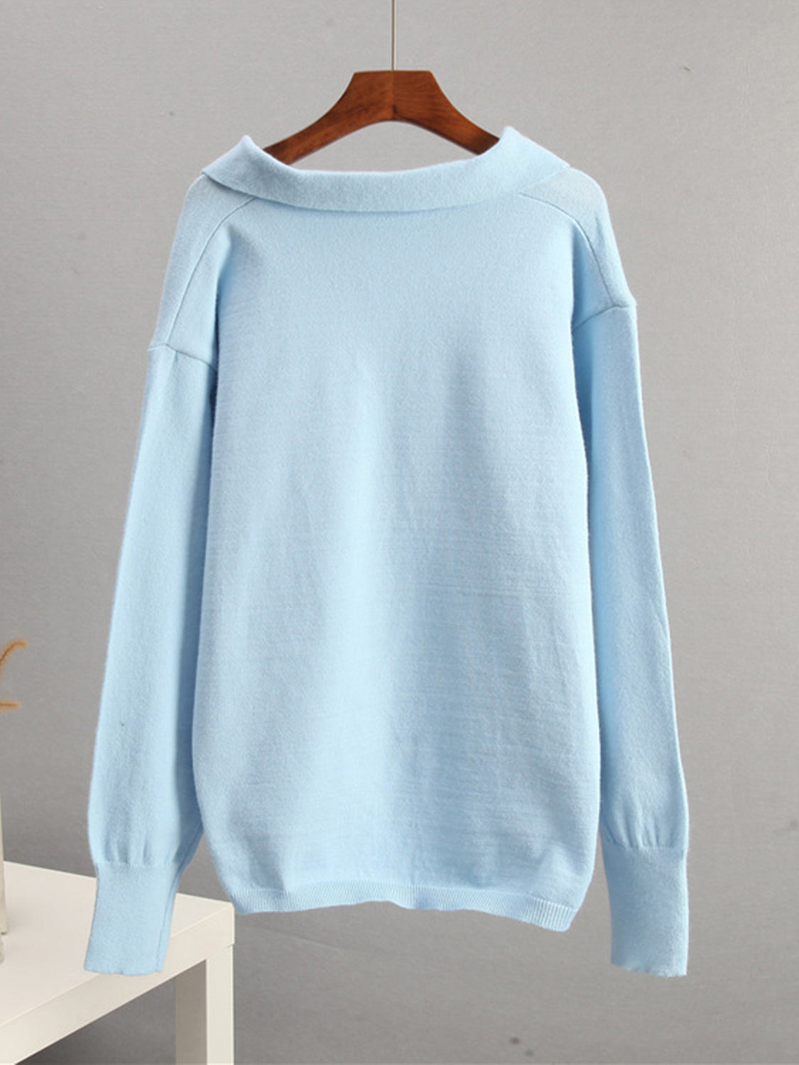 Johnny Collar Long Sleeve Top and Pants Sweater Set - felvior