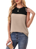 Color Block Round Neck Tank - felvior