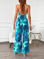 Devine Printed Halter Neck Top and Pants Set
