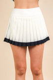 VERY J Two Tone Pleated Activewear Mini Skirt with Shorts