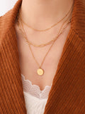 18K Gold-Plated Three-Layered Engraved Necklace - felvior