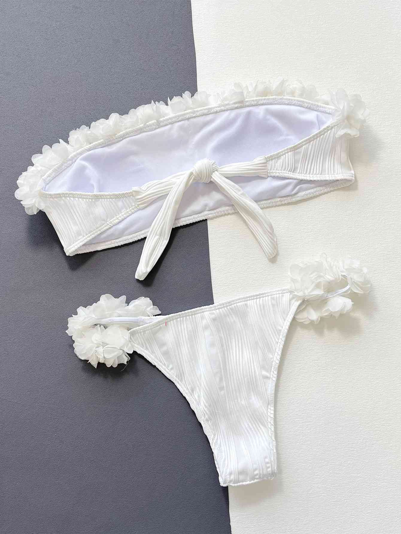 Applique Tie Back Two-Piece Bikini Set - felvior