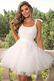 Tie-Shoulder Mesh Dress - felvior