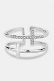 925 Sterling Silver Inland Zircon Cross Ring - felvior