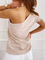 Single Shoulder Short Sleeve Top
