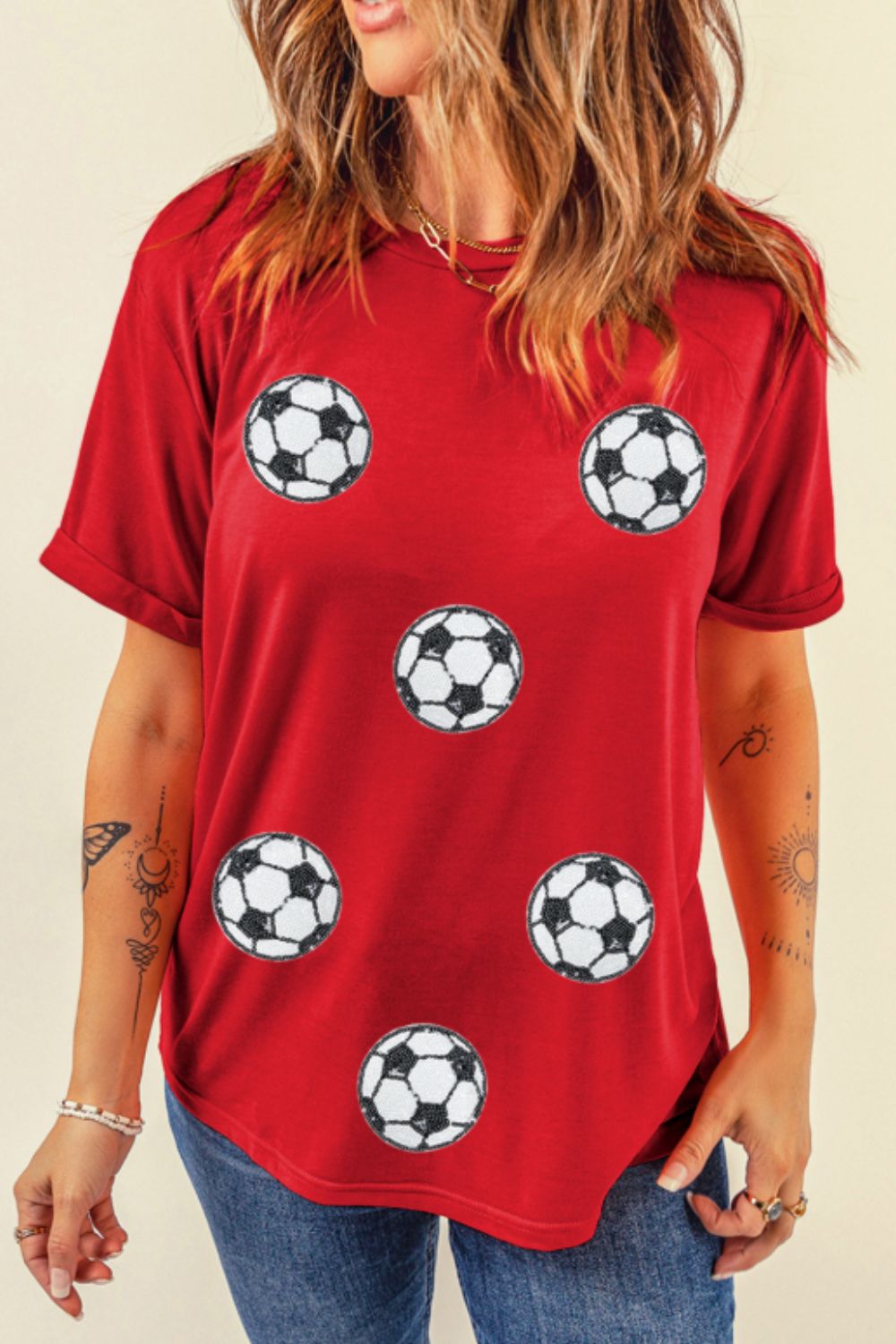 Football Round Neck Short Sleeve T Shirt