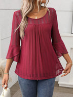 Round Neck Three-Quarter Sleeve Top