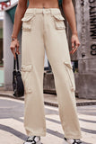 Buttoned Knee Pockets Loose Fit Jeans - felvior