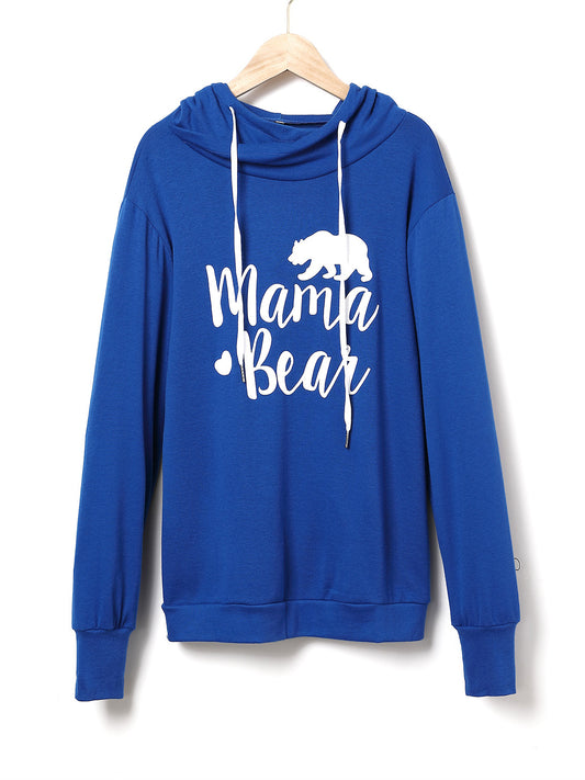 Drawstring Letter Graphic Long Sleeve Hoodie - felvior