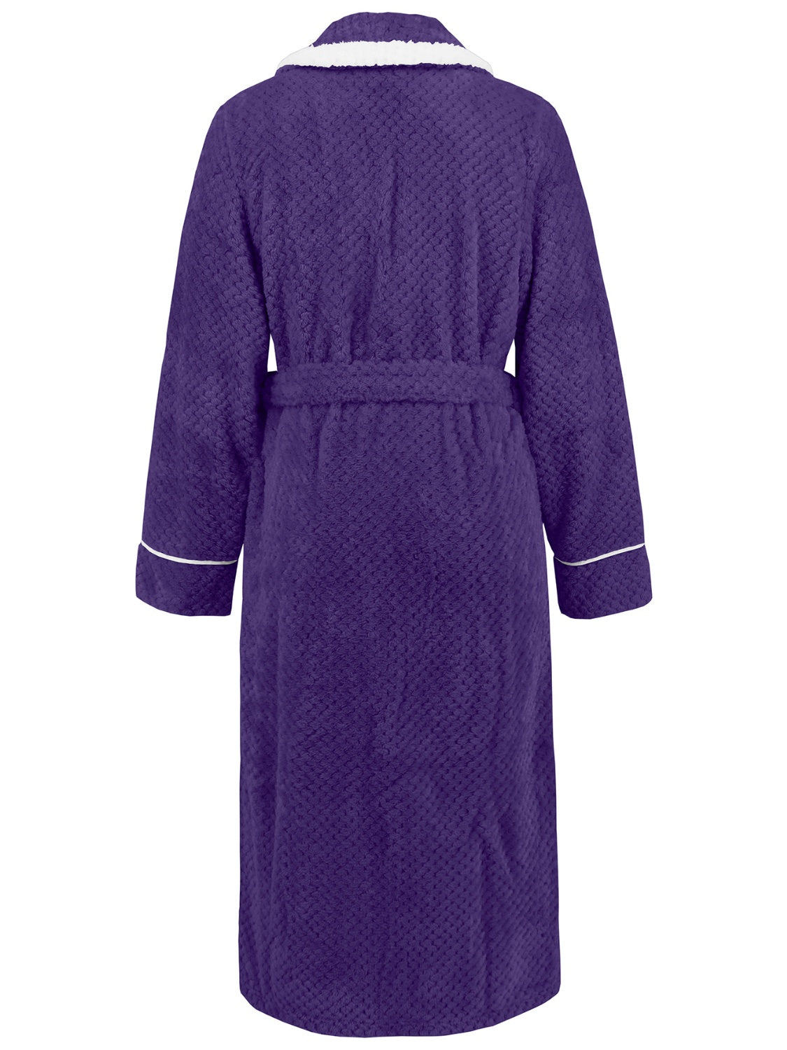 Contrast Trim Tie Waist Lounge Nightgown with Pockets - felvior