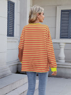 Lace-Up Striped Long Sleeve T-Shirt