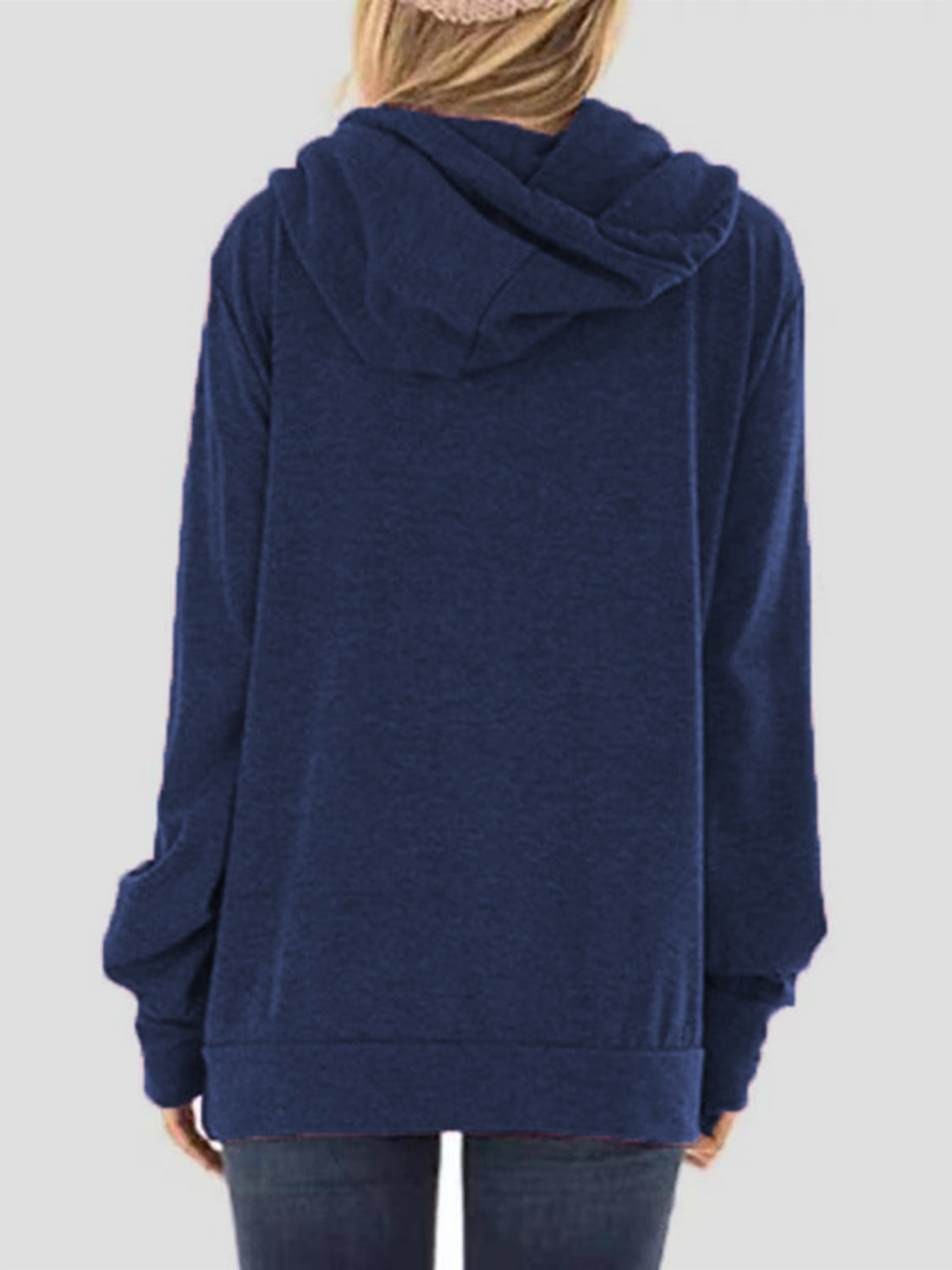 Drawstring Letter Graphic Long Sleeve Hoodie - felvior