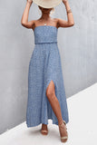 Strapless Split Maxi Dress - felvior