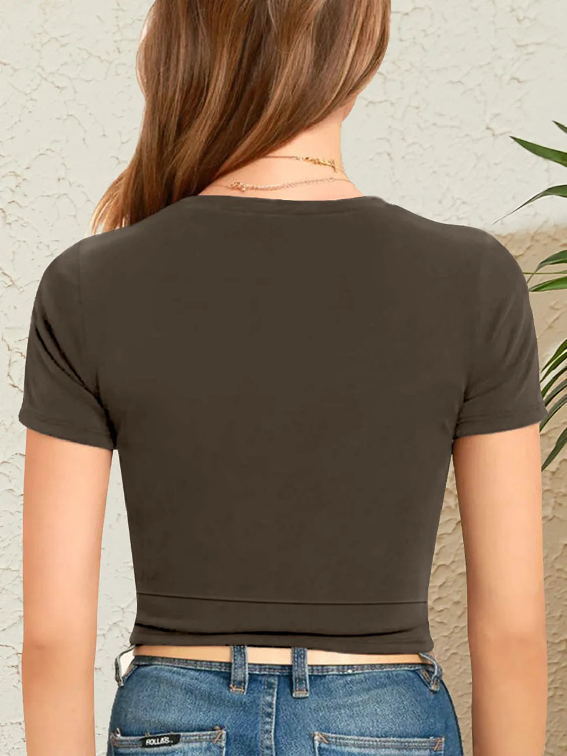 Round Neck Short Sleeve Crop T-Shirt