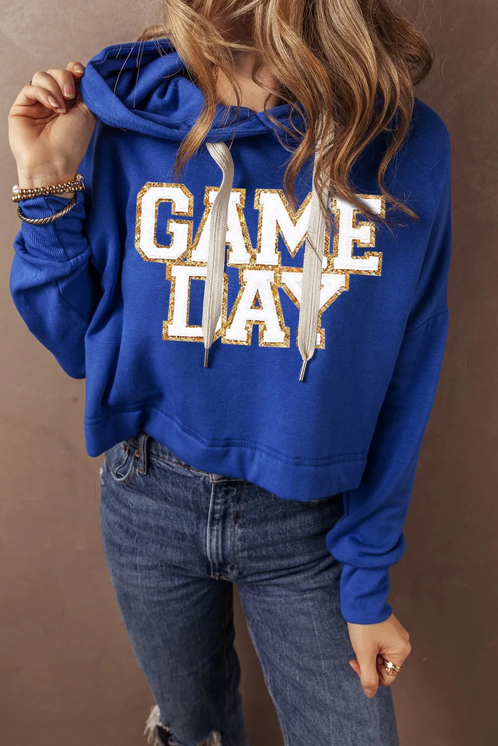GAME DAY Drawstring Long Sleeve Hoodie - felvior