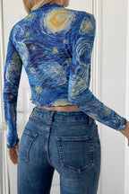 Starry Sky Cropped Mesh T-Shirt