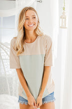 Heimish Full Size Contrast Round Neck Short Sleeve T-Shirt Plus Size