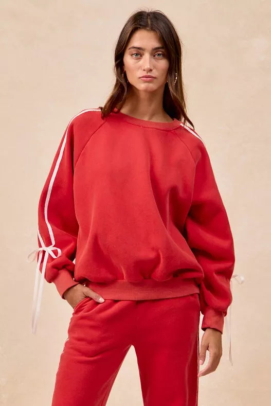 BiBi Side Lined Bow Details Fleece Sweatshirt Image secondaire du produit