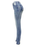 Rhinestone Skinny Jeans with Pockets - felvior