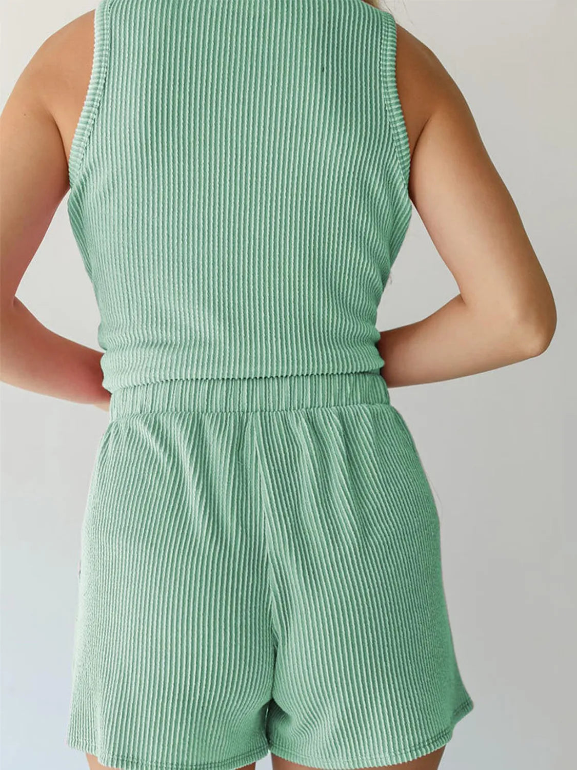 Round Neck Sleeveless Top and Shorts Set - felvior